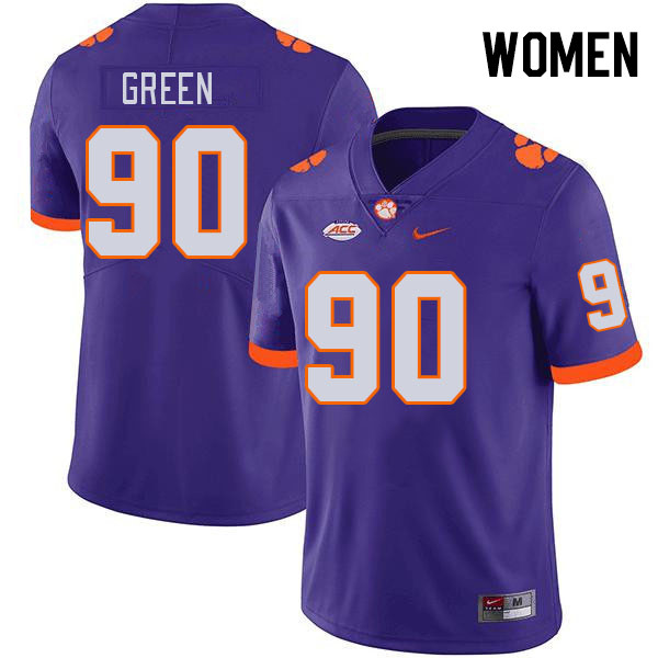 Women's Clemson Tigers Stephiylan Green #90 College Purple NCAA Authentic Football Stitched Jersey 23JB30ZP